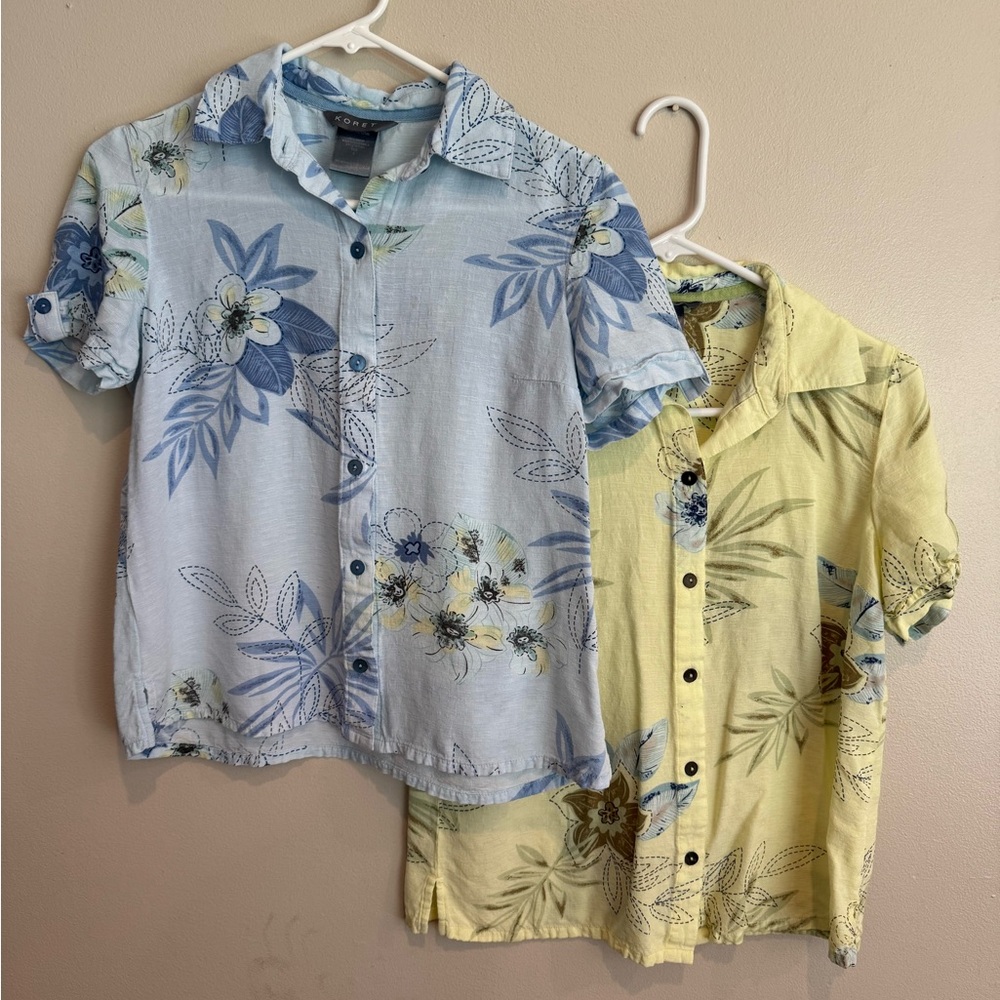 Koret Women's Floral Button-Down Shirts - Light Blue & Pale Yellow